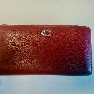 Red Leather Zipper Wallet